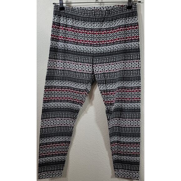 Cato Gray Red Black Geo Print Flat Front Leggings Large Lightweight Soft Stretch - Picture 1 of 6